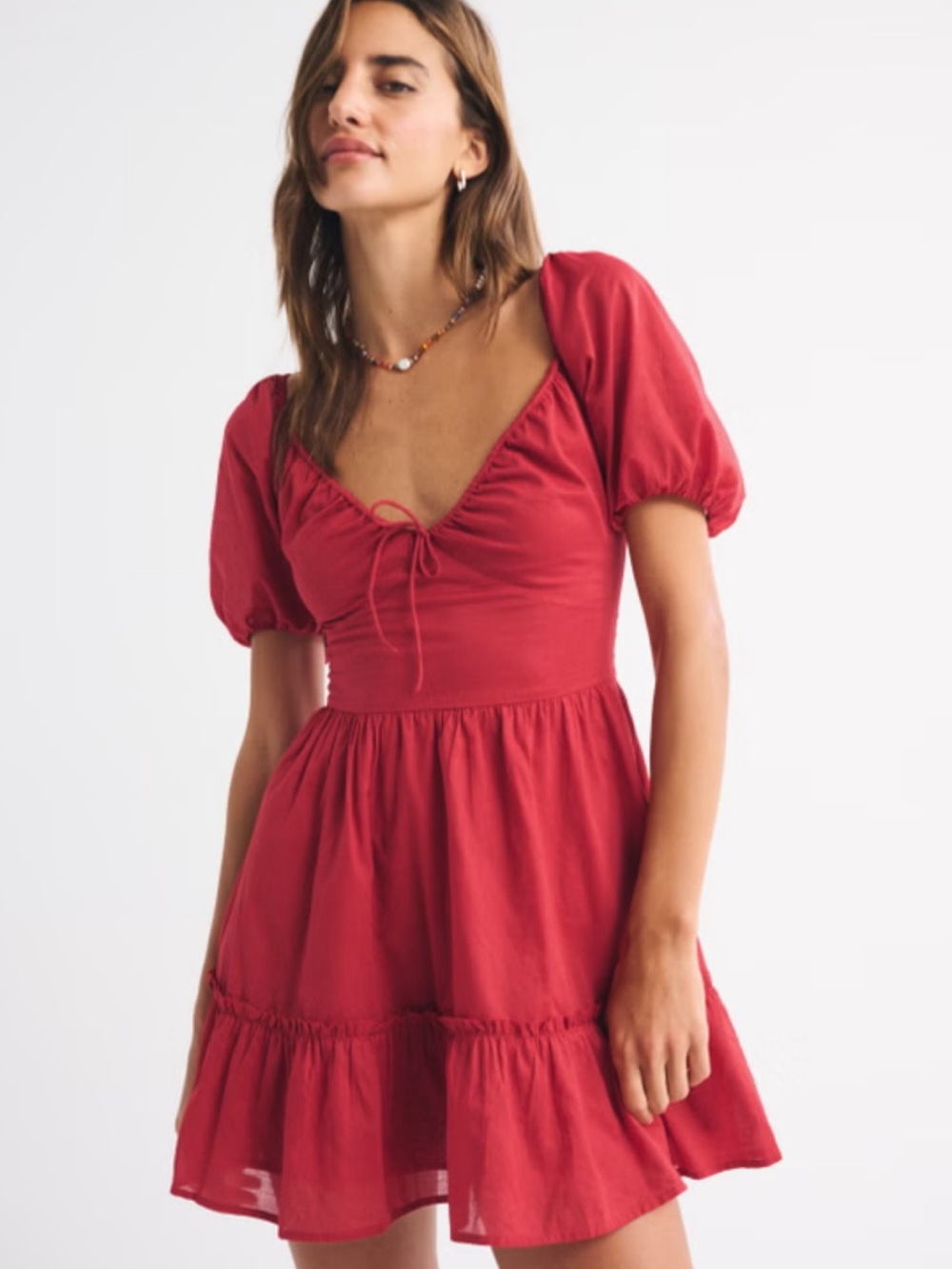 Abercrombie and Fitch Puff Sleeve Tie Front Mini Dress